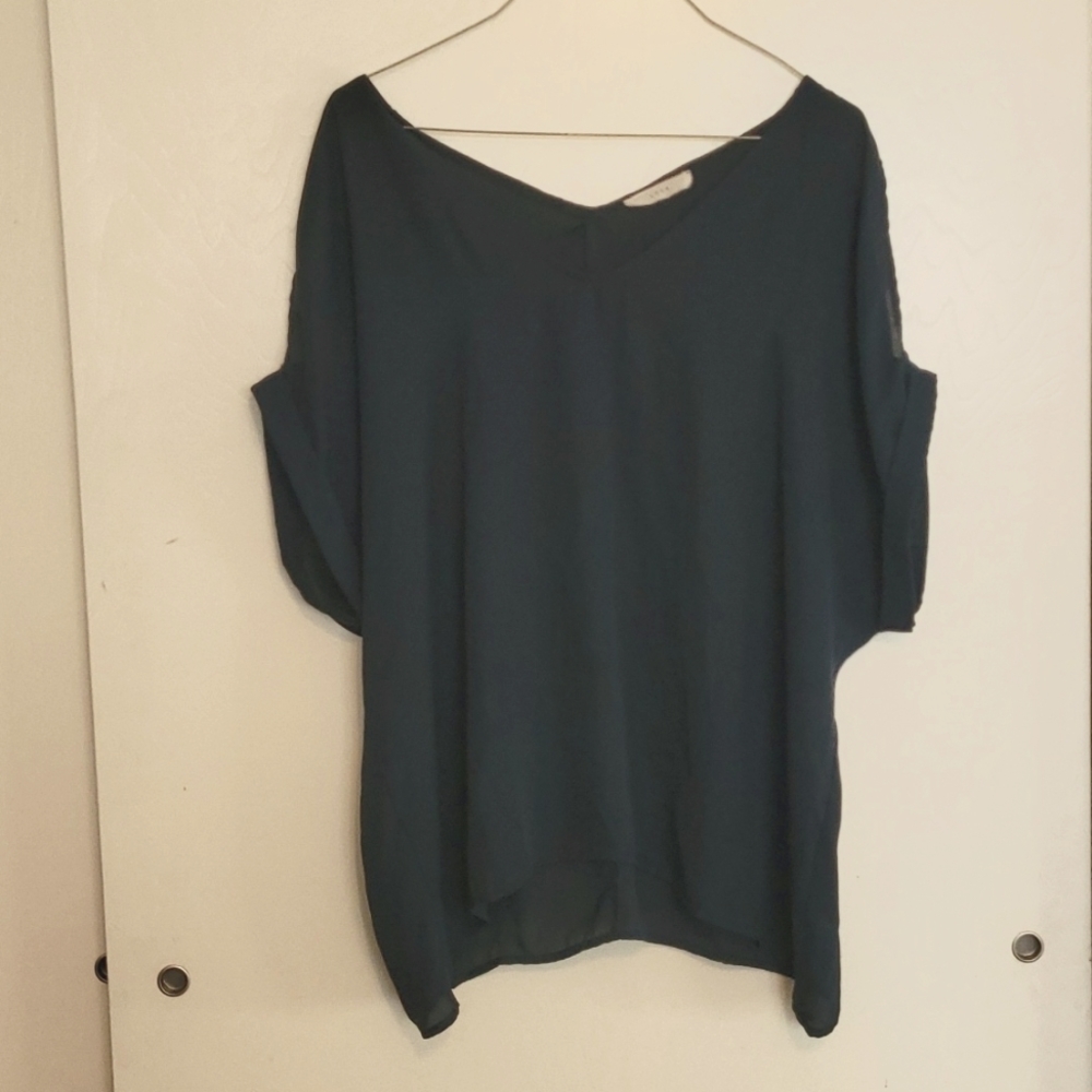 Navy Cold Shoulder Top